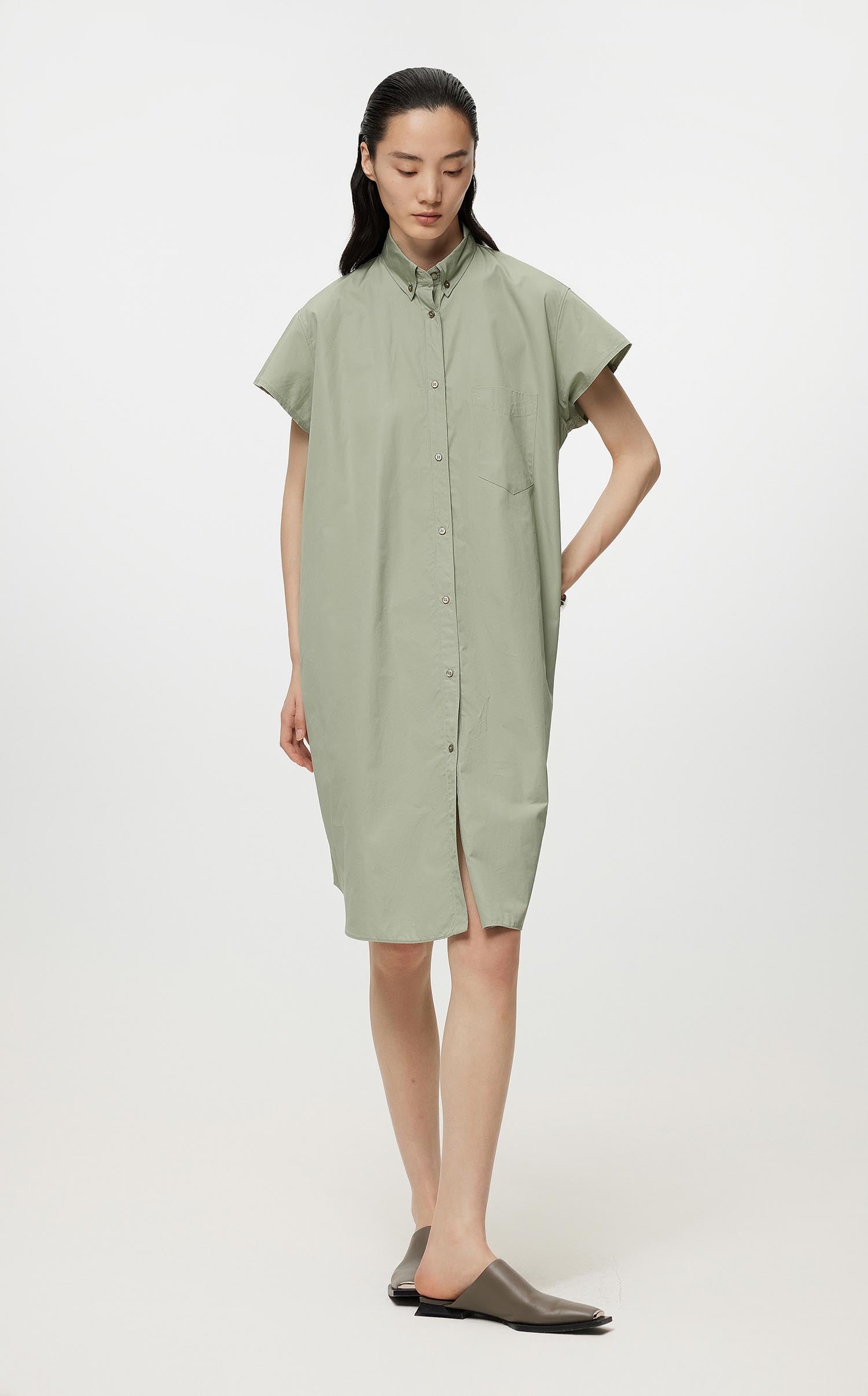 Dresses / JNBY Oversize Solid Short Sleeve Dress (100% Cotton)