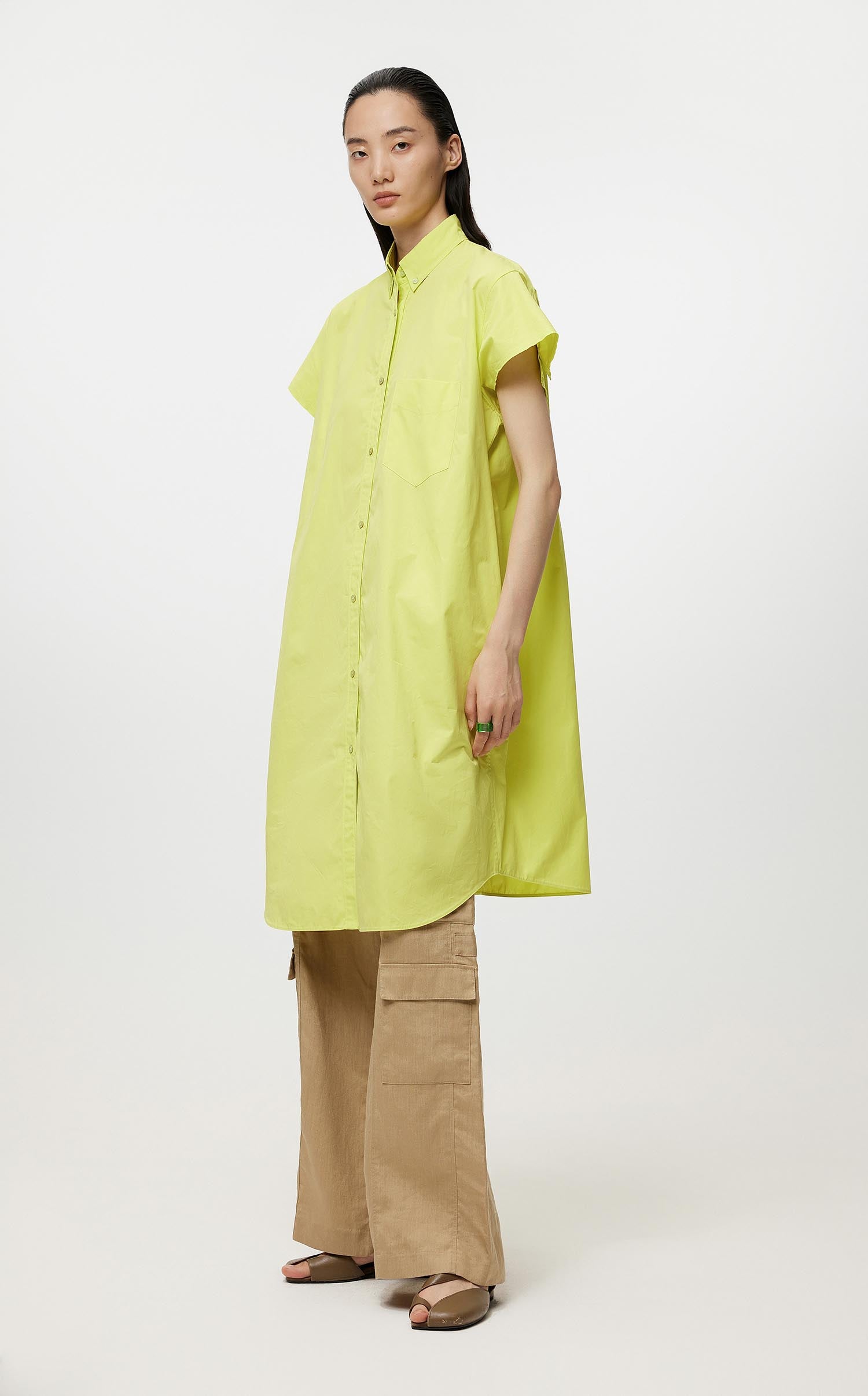 Dresses / JNBY Oversize Solid Short Sleeve Dress (100% Cotton)