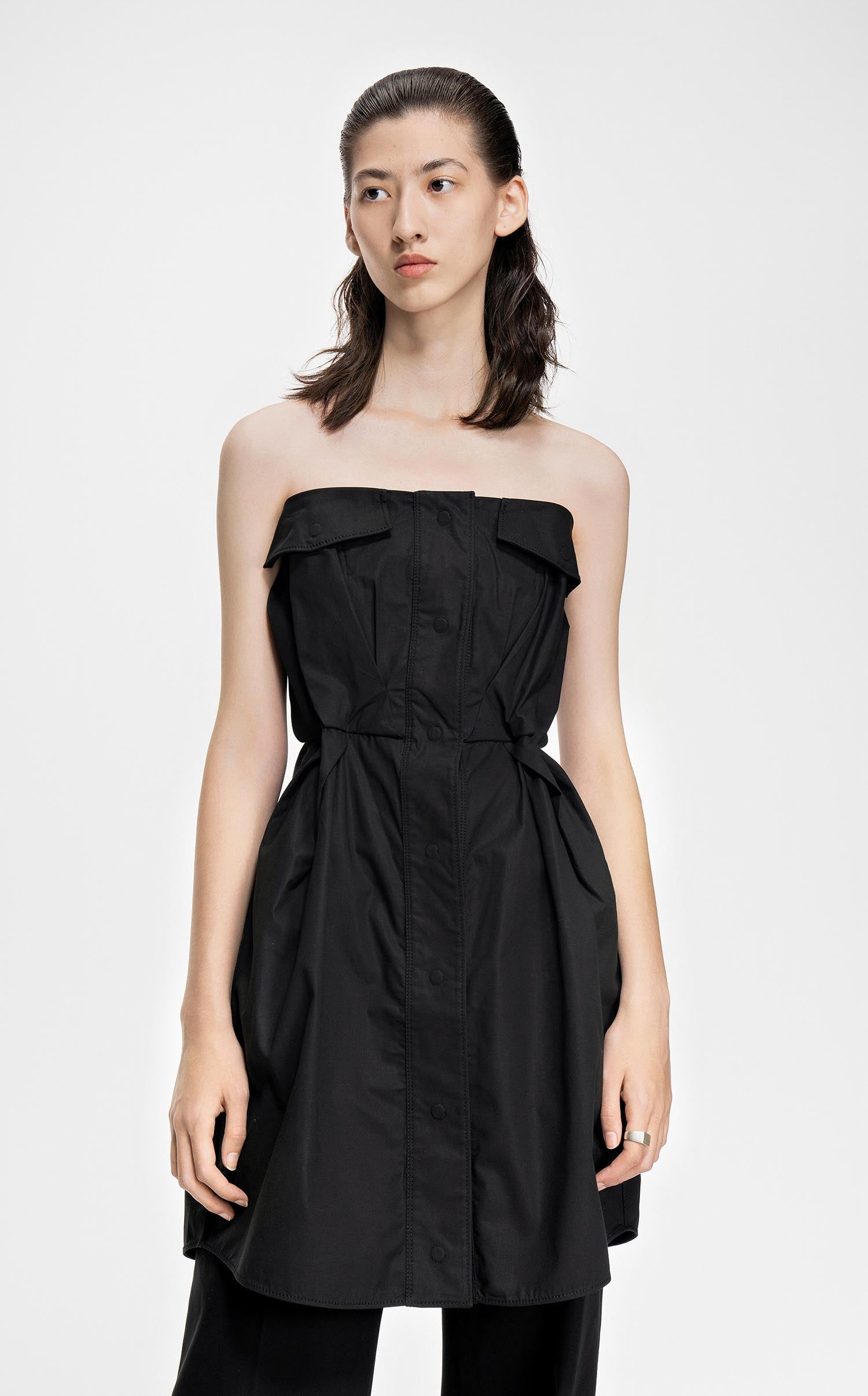 Dresses / JNBY Solid Fit Strapless Dress