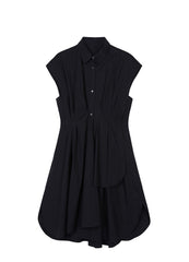 Dresses / JNBY Solid Shirt Style Cotton Sleeveless Dress