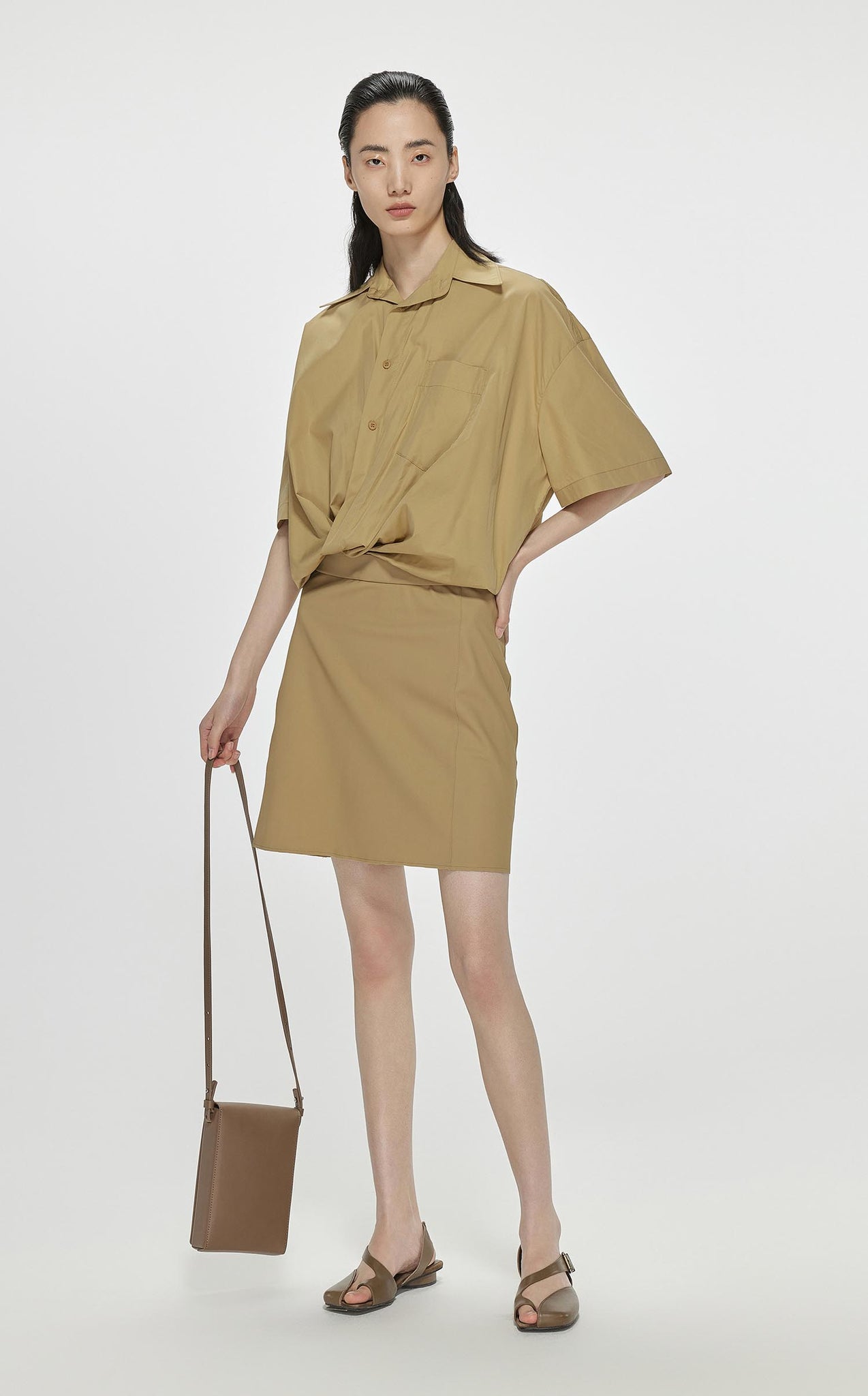 Dresses / JNBY Solid Shirt Style Mid-Sleeve Dress