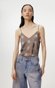 Vest / JNBY Star Print  A-Type Sleeveless V-Neck Suspenders（40% Mulberry silk）