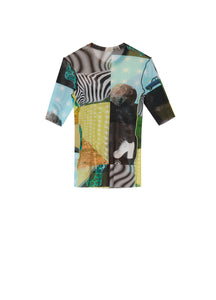 T-shirt / JNBY Multi-element Scene Printing Round Neck Short-sleeved T-shirt (100% nylon)