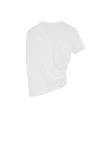 T-Shirt / JNBY Crew Neck Pleated Design Cotton Short Sleeve T-Shirt（100% cotton）