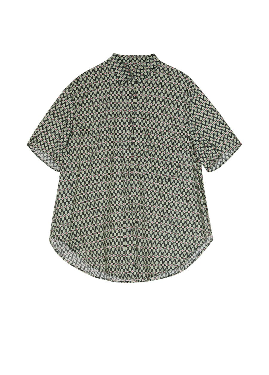 Shirt / JNBY Loose Fit Floral Short-sleeve Shirt (100% cotton）（Black Friday Flash Sale)