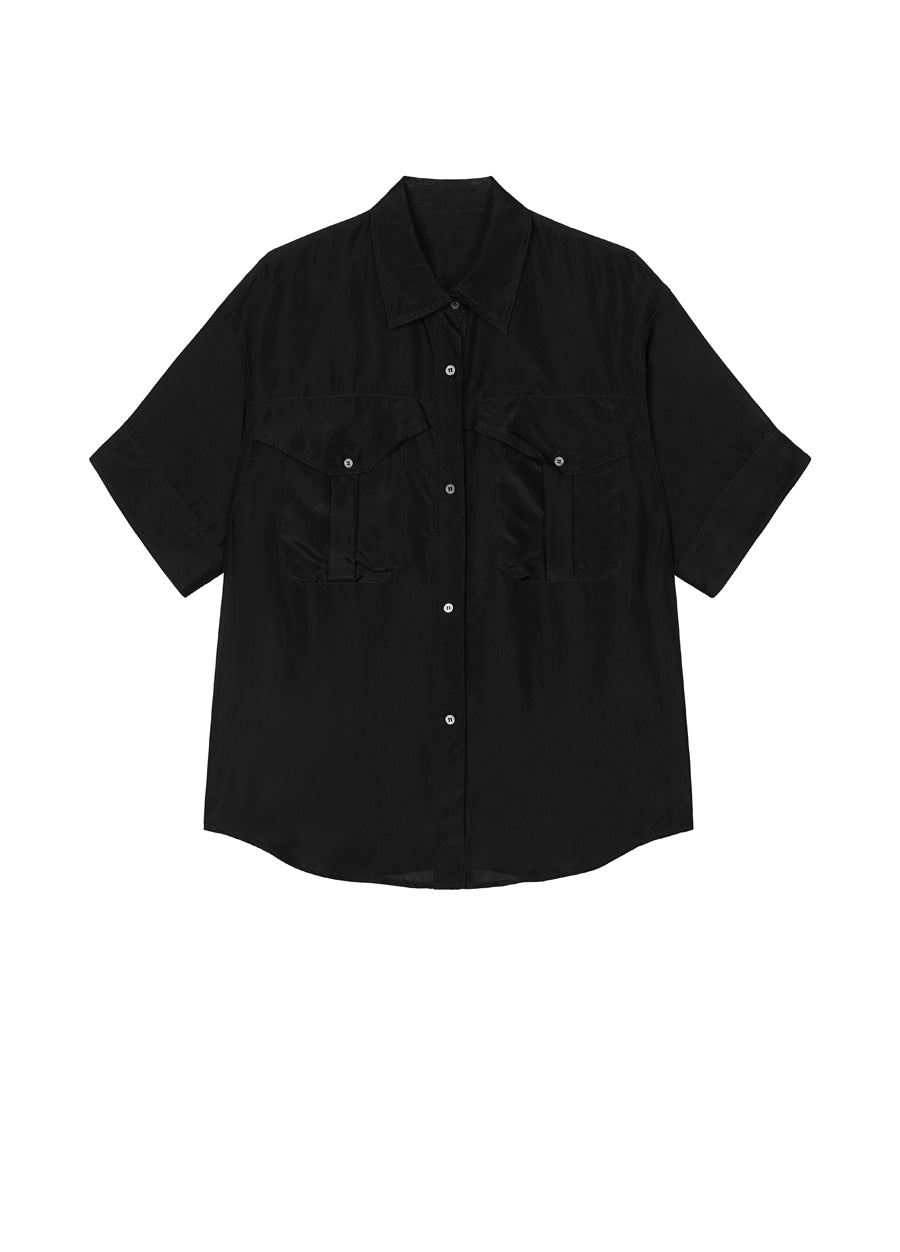 Shirt / JNBY Solid Loose Fit  Silk Shirt(100% mulberry silk)