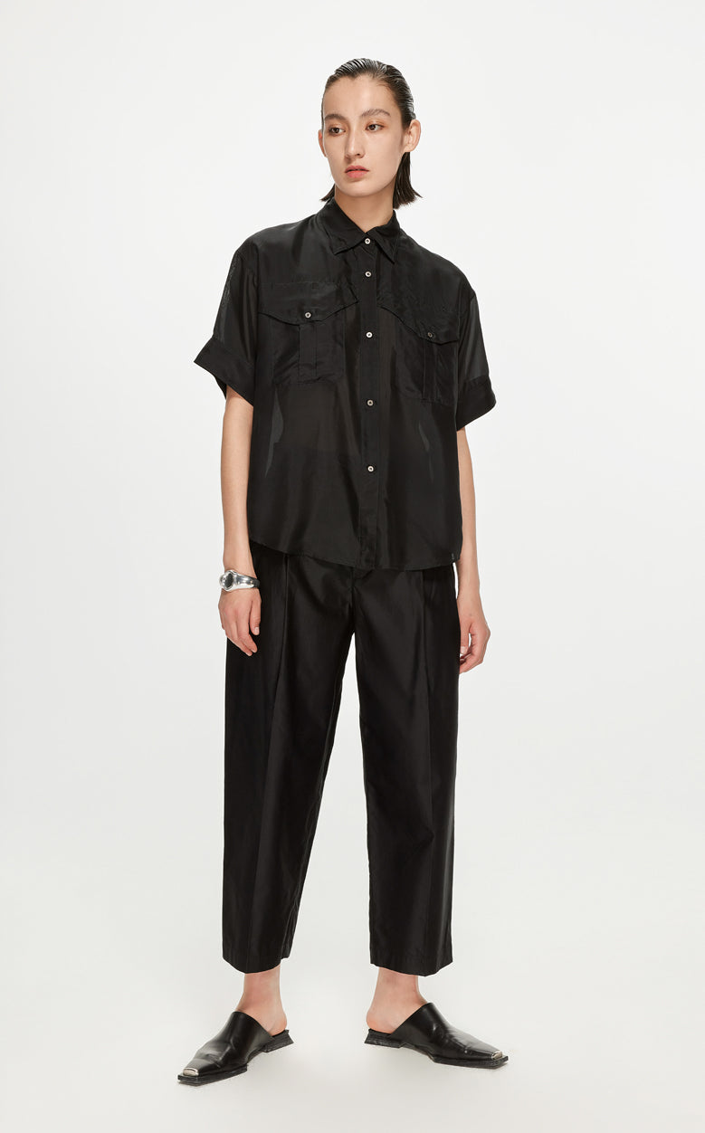 Shirt / JNBY Solid Loose Fit  Silk Shirt(100% mulberry silk)