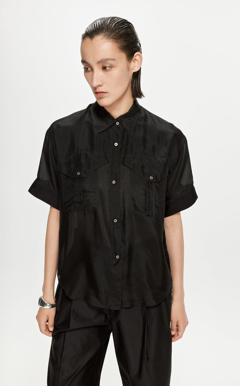 Shirt / JNBY Solid Loose Fit  Silk Shirt(100% mulberry silk)
