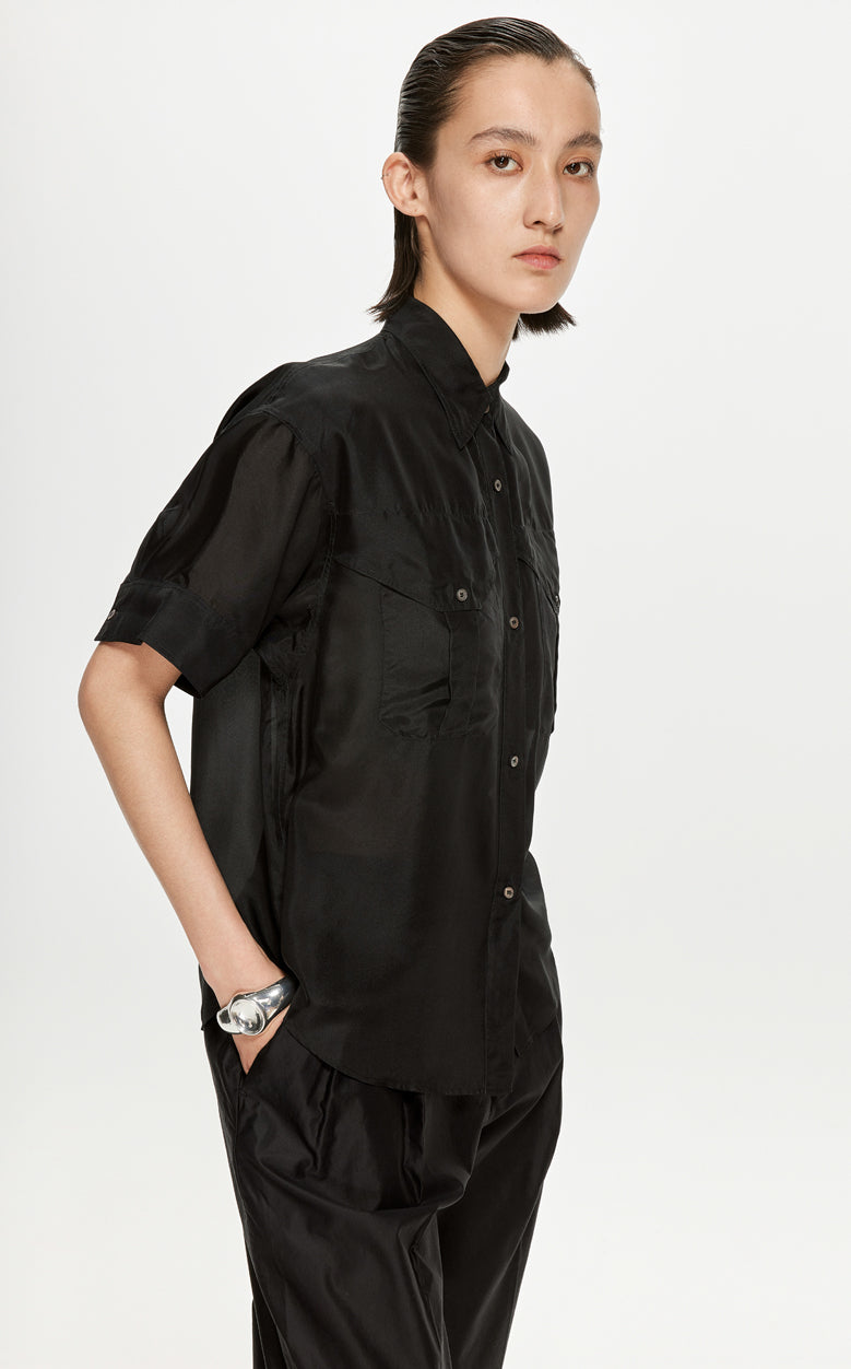 Shirt / JNBY Solid Loose Fit  Silk Shirt(100% mulberry silk)