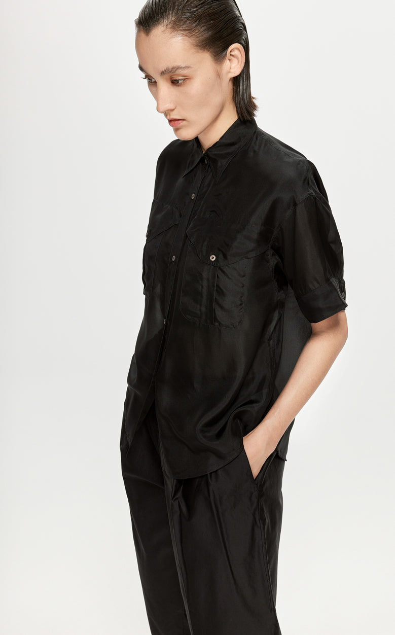 Shirt / JNBY Solid Loose Fit  Silk Shirt(100% mulberry silk)