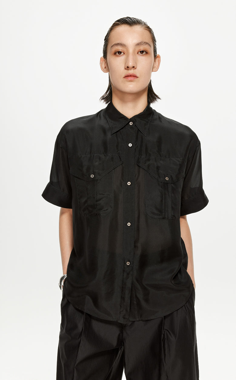 Shirt / JNBY Solid Loose Fit  Silk Shirt(100% mulberry silk)