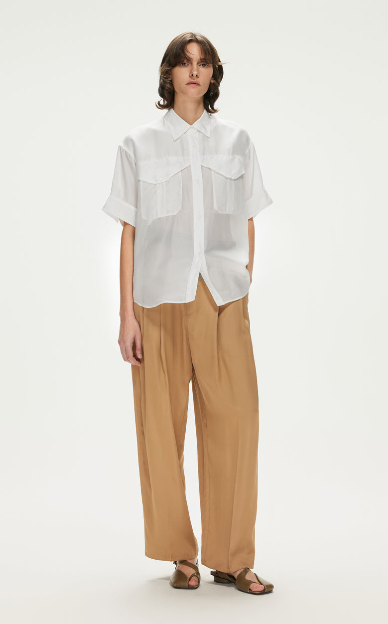 Shirt / JNBY Solid Loose Fit  Silk Shirt(100% mulberry silk)