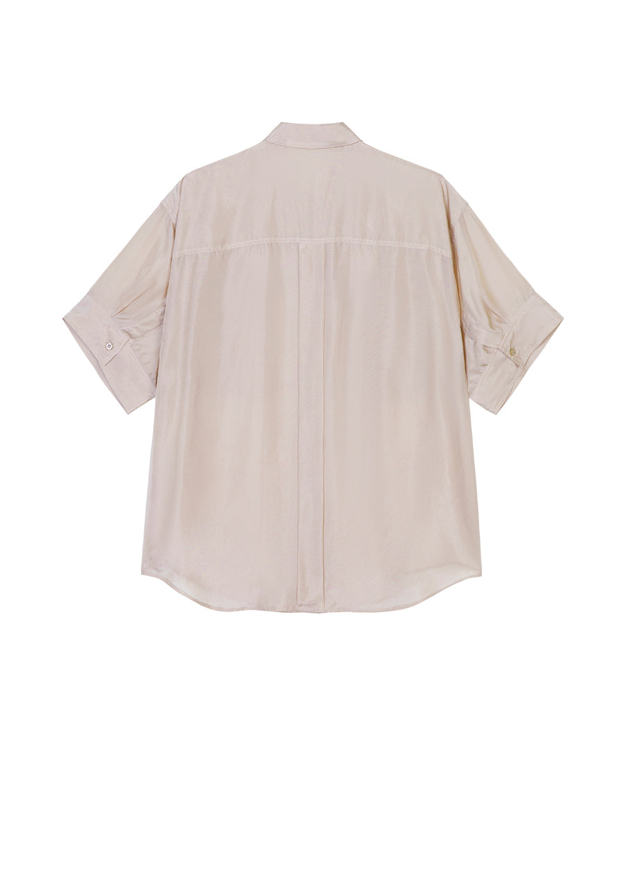 Shirt / JNBY Solid Loose Fit  Silk Shirt(100% mulberry silk)