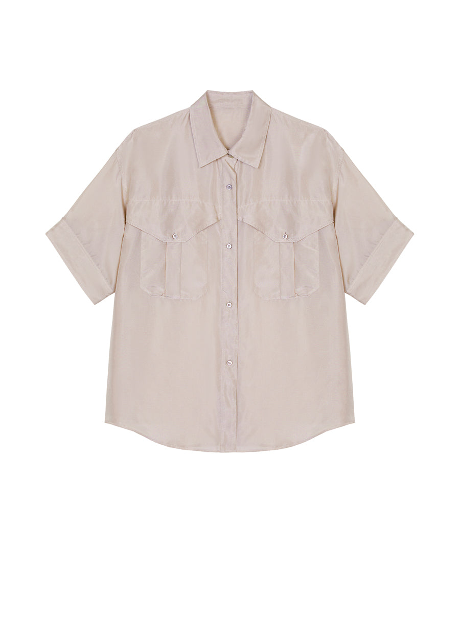 Shirt / JNBY Solid Loose Fit  Silk Shirt(100% mulberry silk)