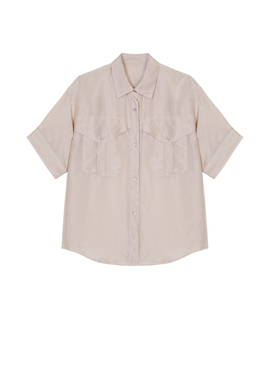 Shirt / JNBY Solid Loose Fit  Silk Shirt(100% mulberry silk)