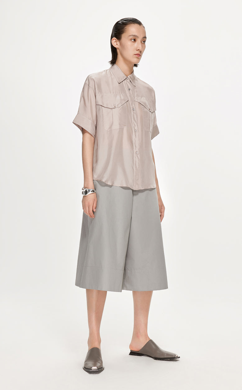 Shirt / JNBY Solid Loose Fit  Silk Shirt(100% mulberry silk)