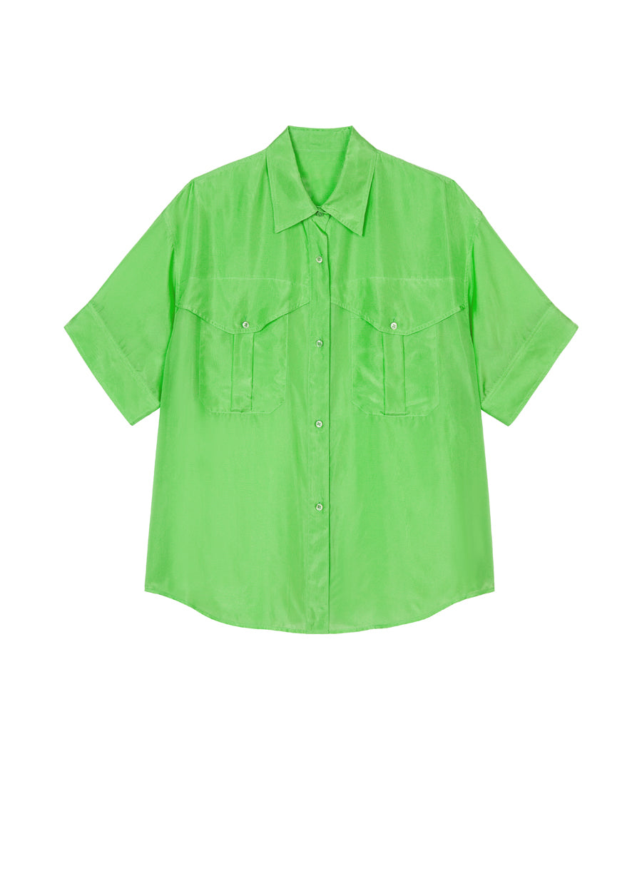 Shirt / JNBY Solid Loose Fit  Silk Shirt(100% mulberry silk)