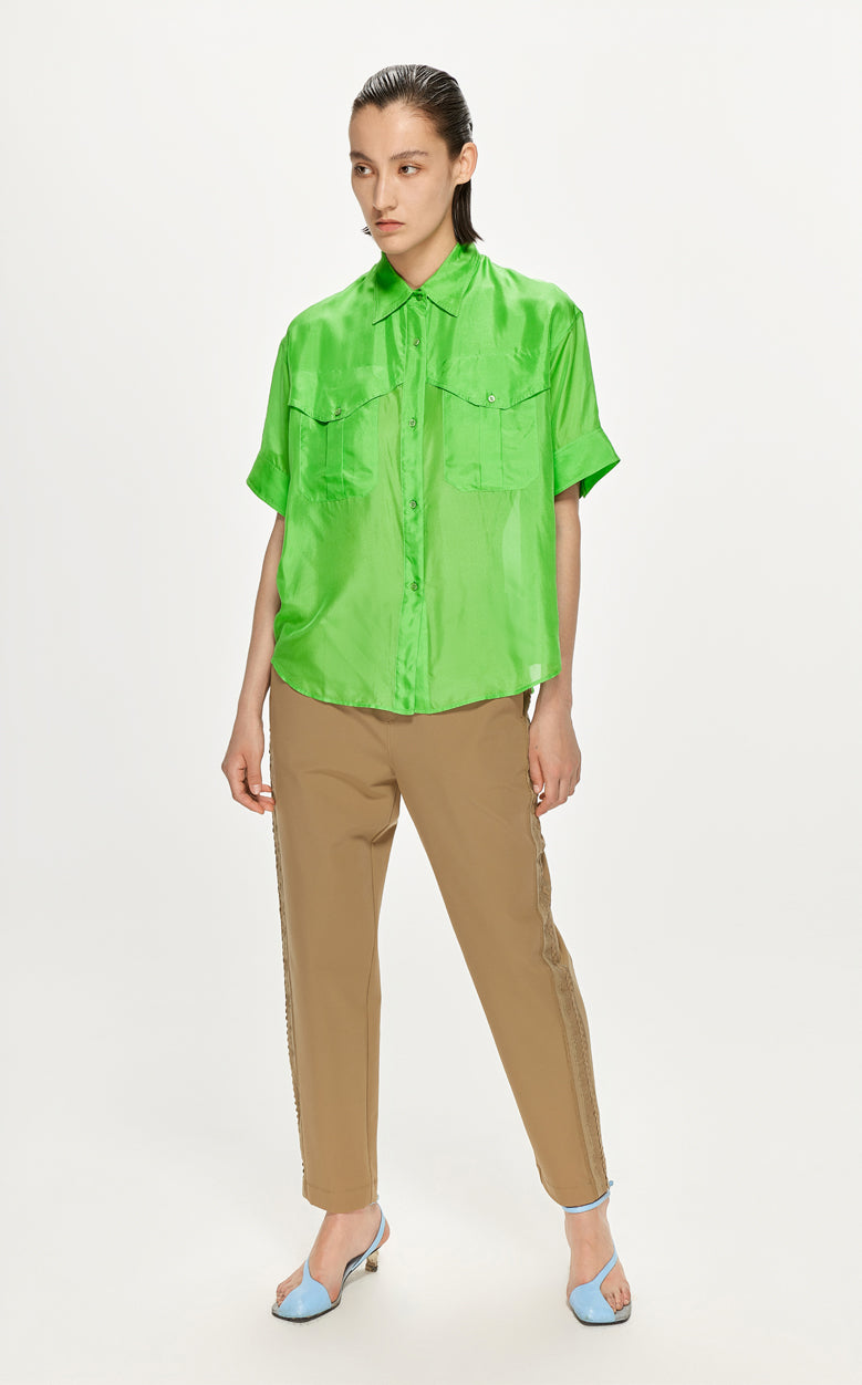 Shirt / JNBY Solid Loose Fit  Silk Shirt(100% mulberry silk)