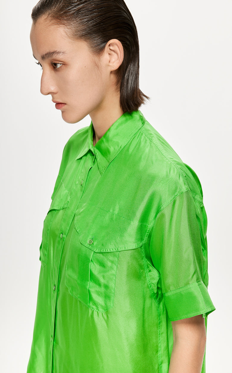 Shirt / JNBY Solid Loose Fit  Silk Shirt(100% mulberry silk)