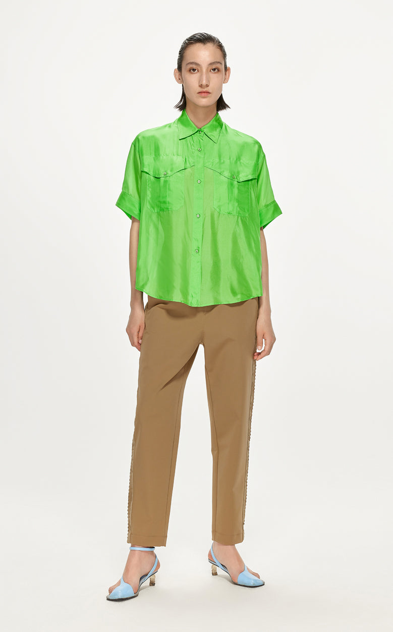 Shirt / JNBY Solid Loose Fit  Silk Shirt(100% mulberry silk)