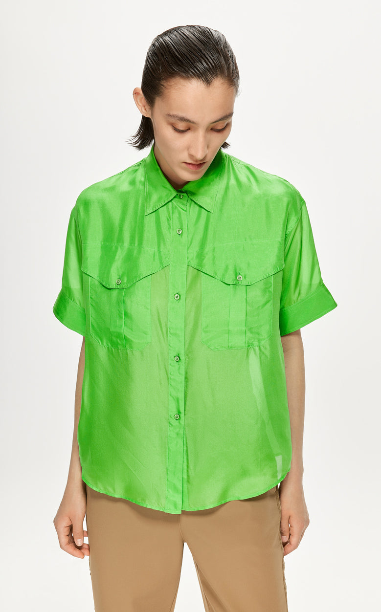 Shirt / JNBY Solid Loose Fit  Silk Shirt(100% mulberry silk)