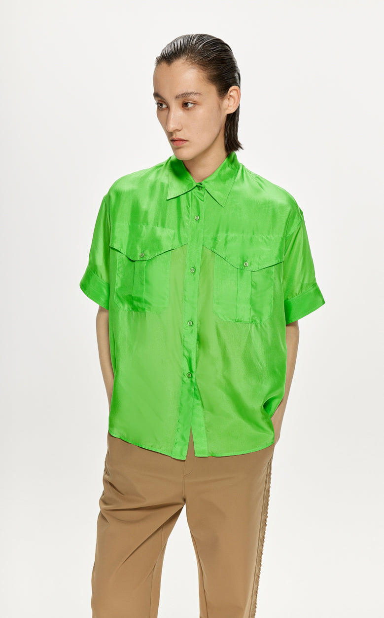 Shirt / JNBY Solid Loose Fit  Silk Shirt(100% mulberry silk)