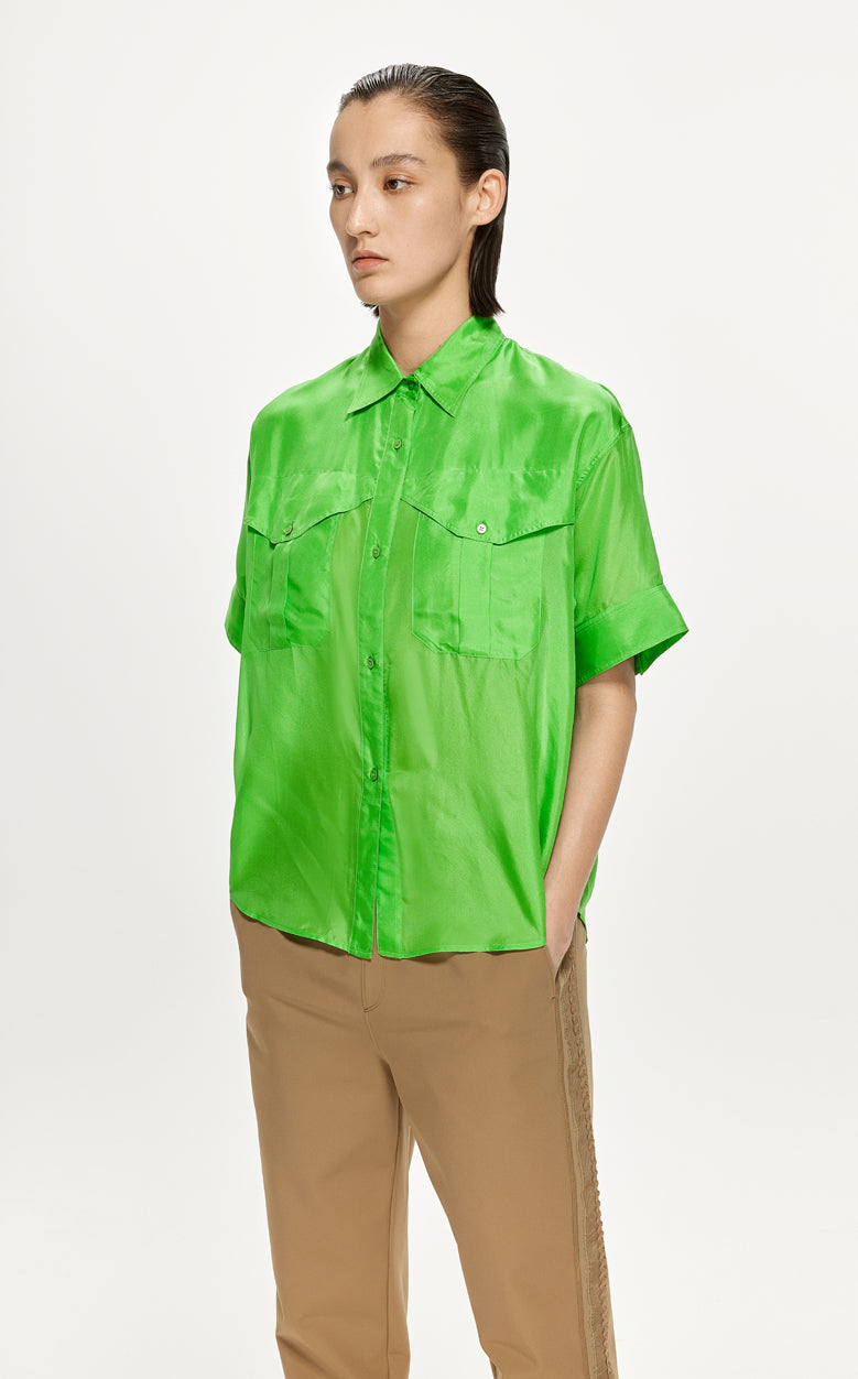 Shirt / JNBY Solid Loose Fit  Silk Shirt(100% mulberry silk)