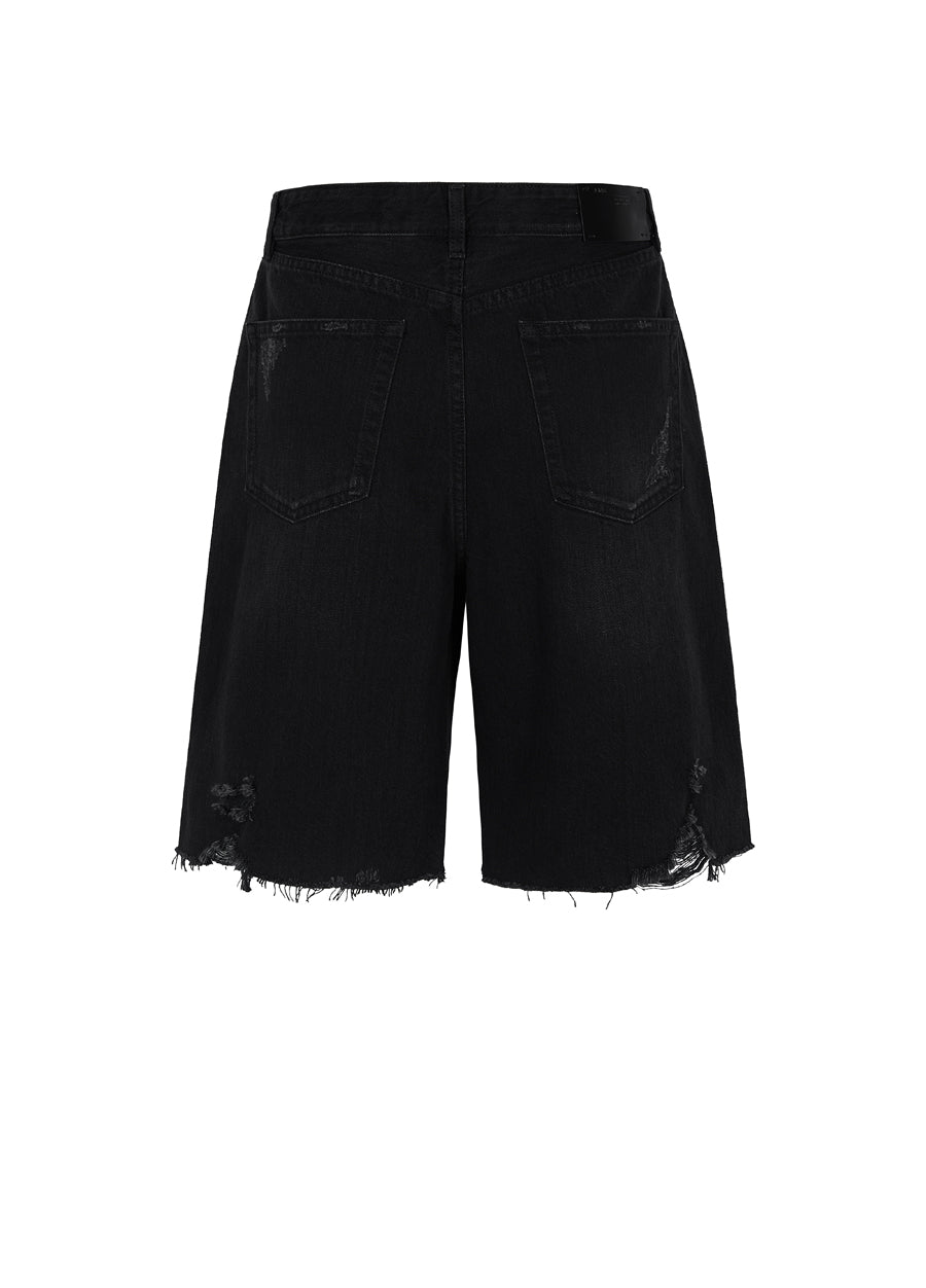 Pants / JNBY Loose Fit Washed Raw Edge Denim Shorts