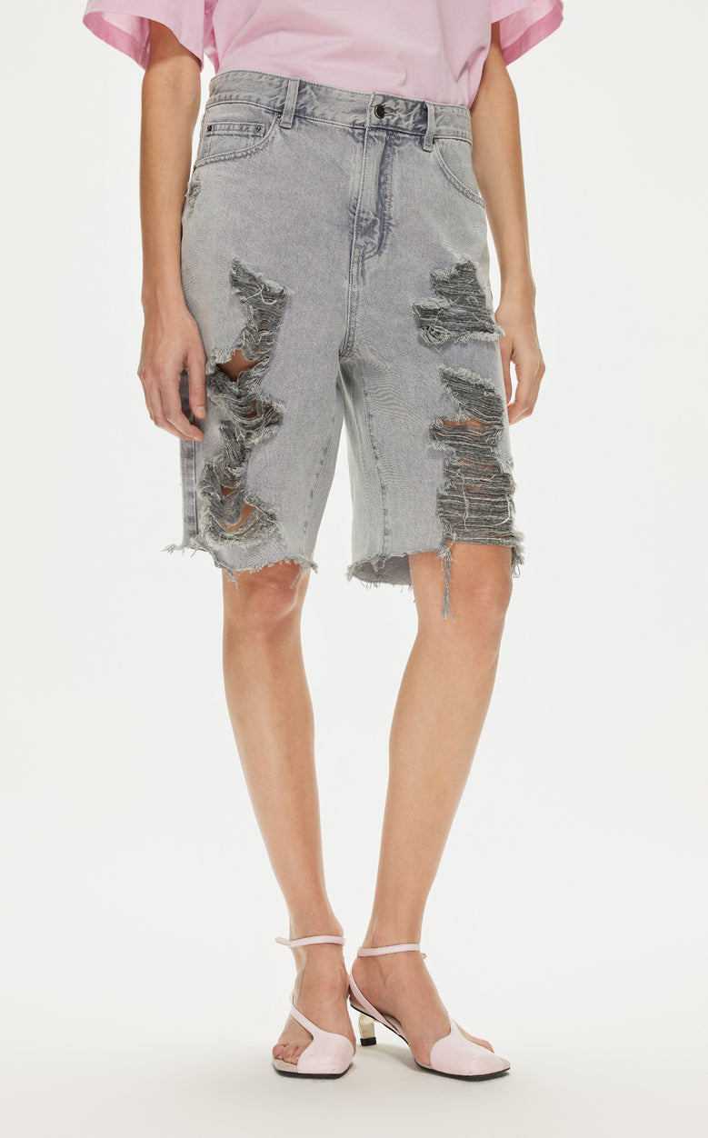 Pants / JNBY Loose Fit Washed Raw Edge Denim Shorts