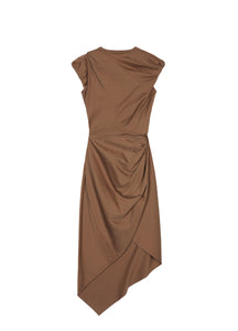 Dress / High Waist Pleated Vintage Irregular Dress(100% cotton)