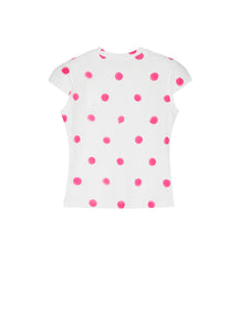 T-shirt / JNBY Polka Dot Slim Fit Round Neck Shoulder Pad Short Sleeve T-Shirt(100% cotton)