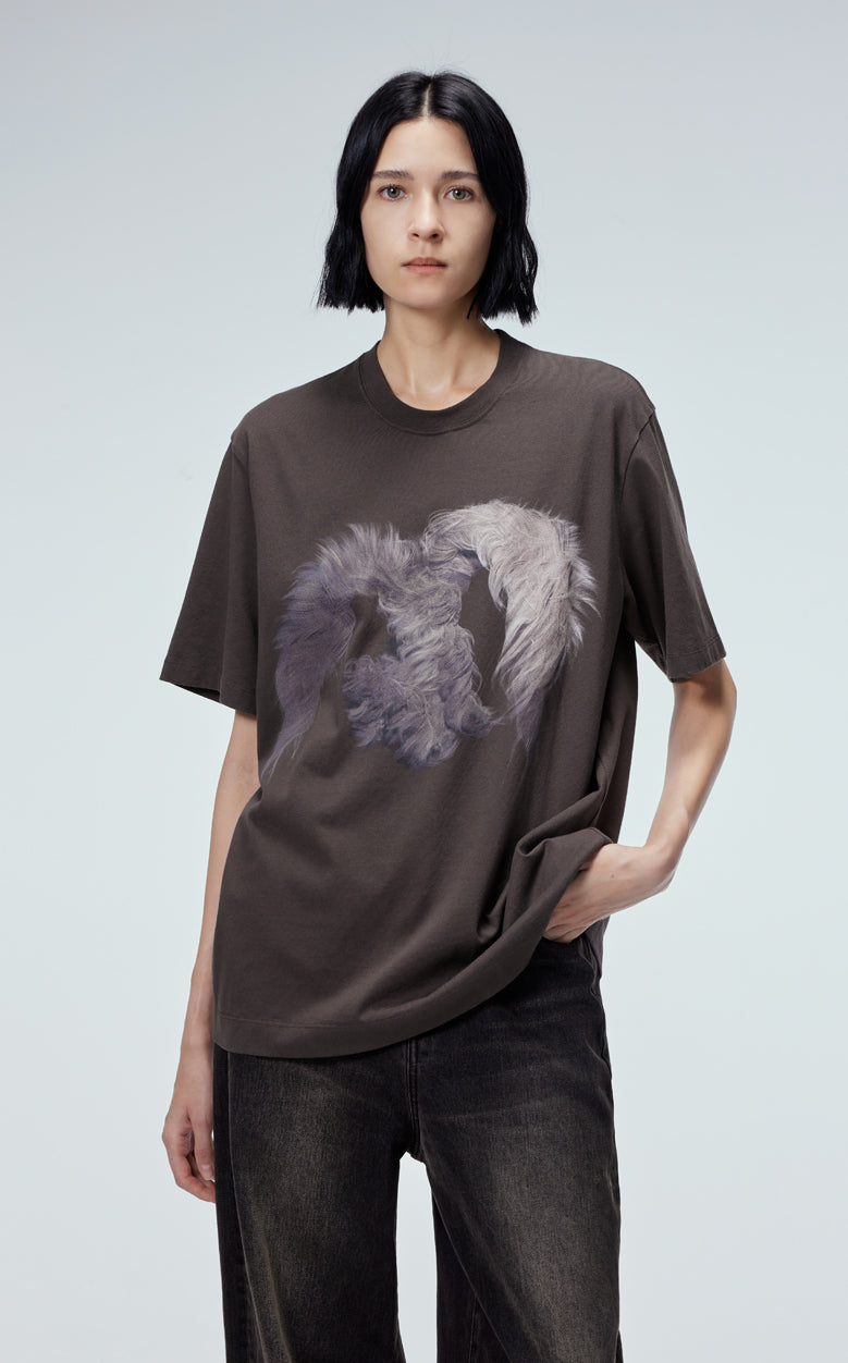T-shirt / JNBY Windblown Rabbit Round Neck Printed Loose Fit T-shirt(100% Cotton)