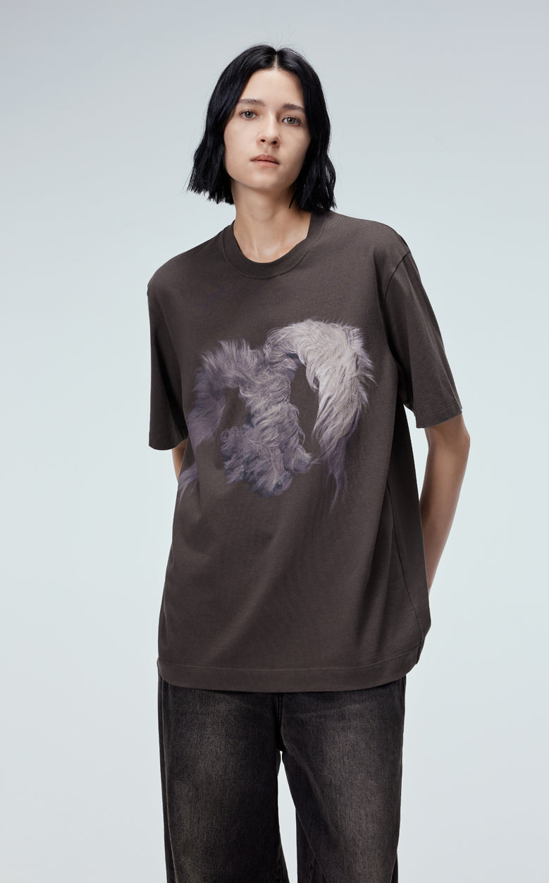 T-shirt / JNBY Windblown Rabbit Round Neck Printed Loose Fit T-shirt(100% Cotton)