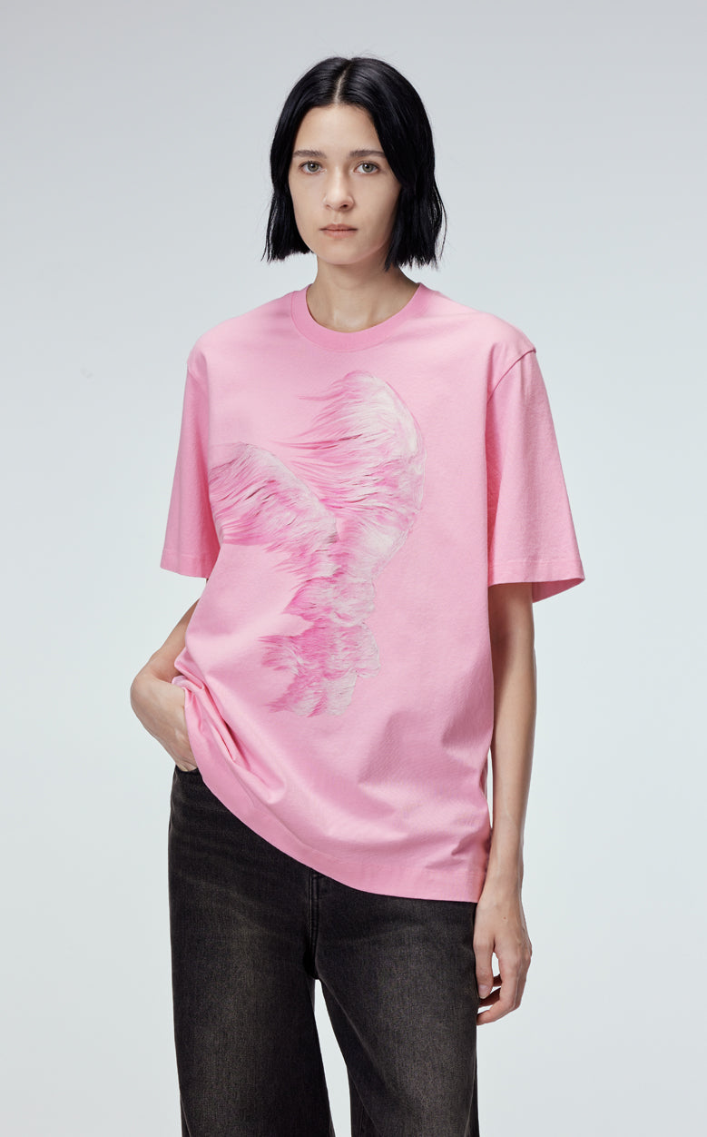 T-shirt / JNBY Windblown Rabbit Round Neck Printed Loose Fit T-shirt(100% Cotton)