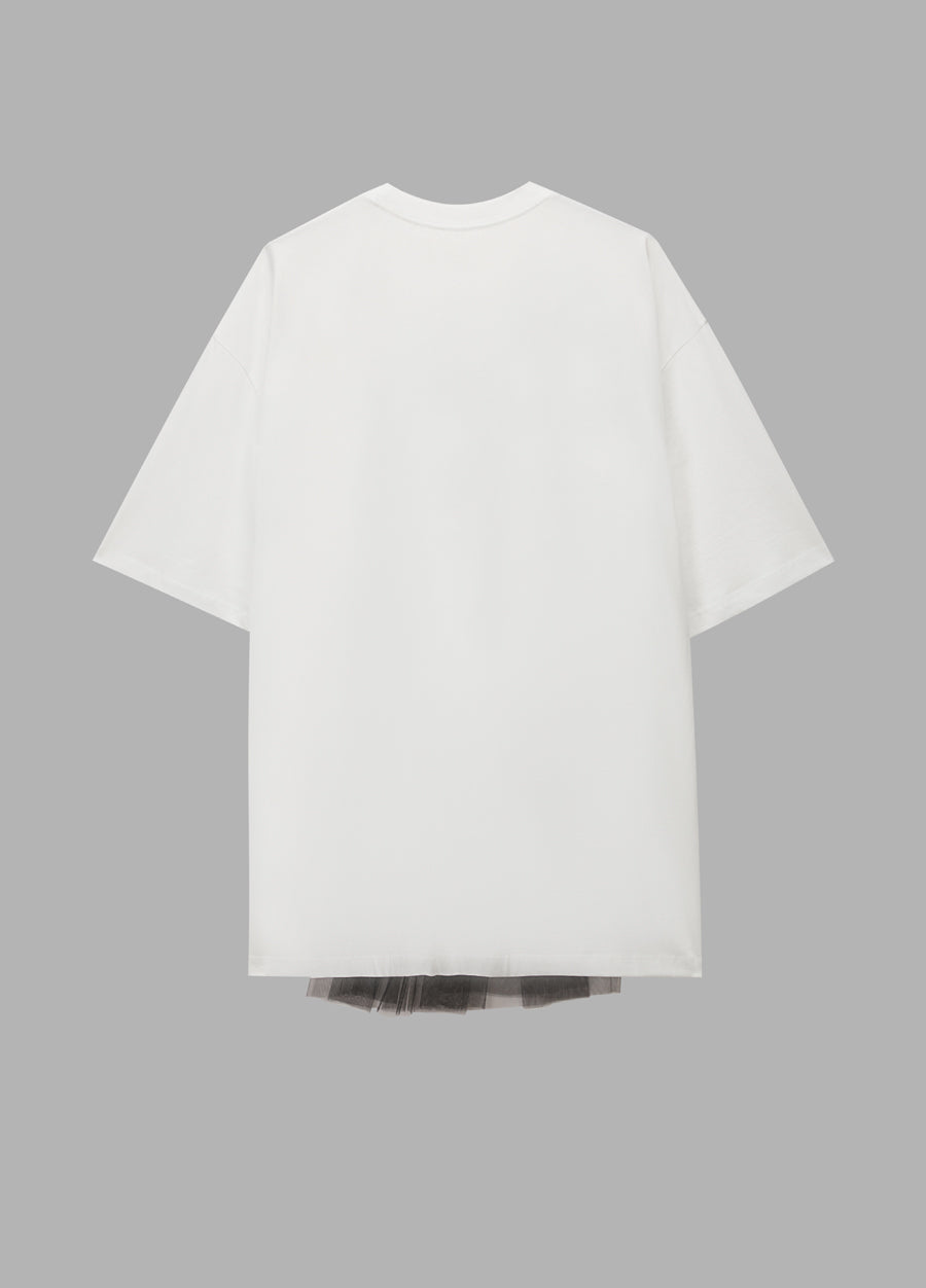 T-shirt / JNBY Relaxed Stitching Mesh Cotton Short-sleeve T-shirt