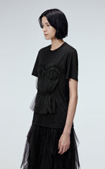 T-shirt/JNBY Stitching Mesh Pinched T-shirt(100% Cotton)
