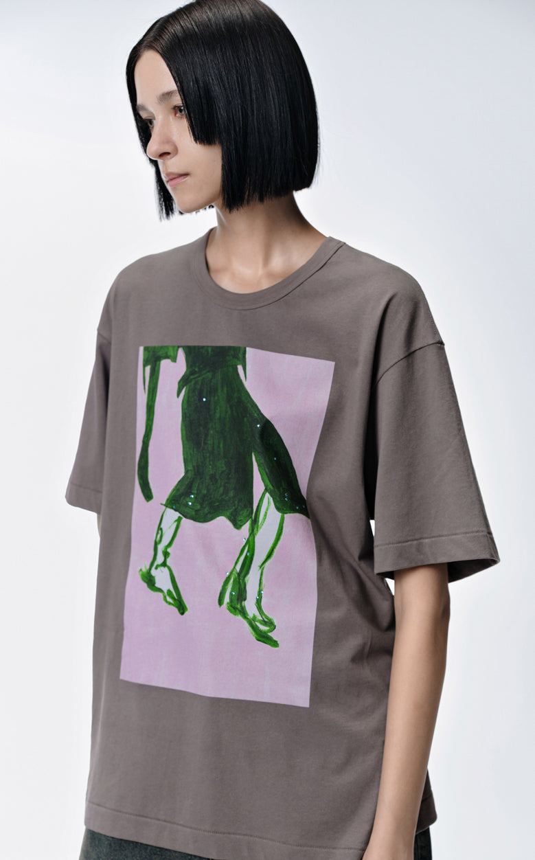 T-shirt/JNBY Abstract Illustration Crewneck Printed T-shirt(100% Cotton)