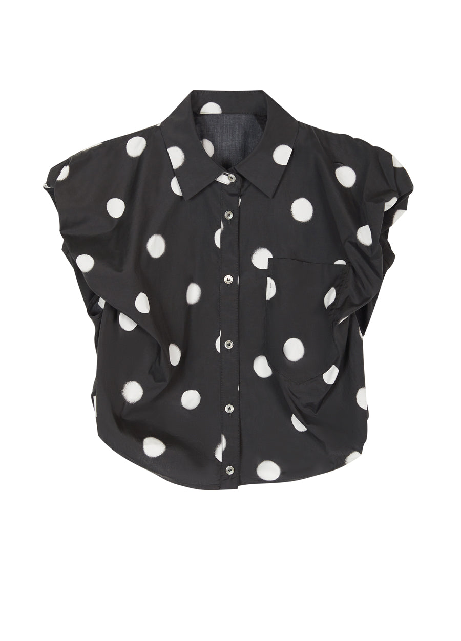 Shirt / JNBY Cropped Polka-dot Sleeveless Cotton Shirt(100% cotton)