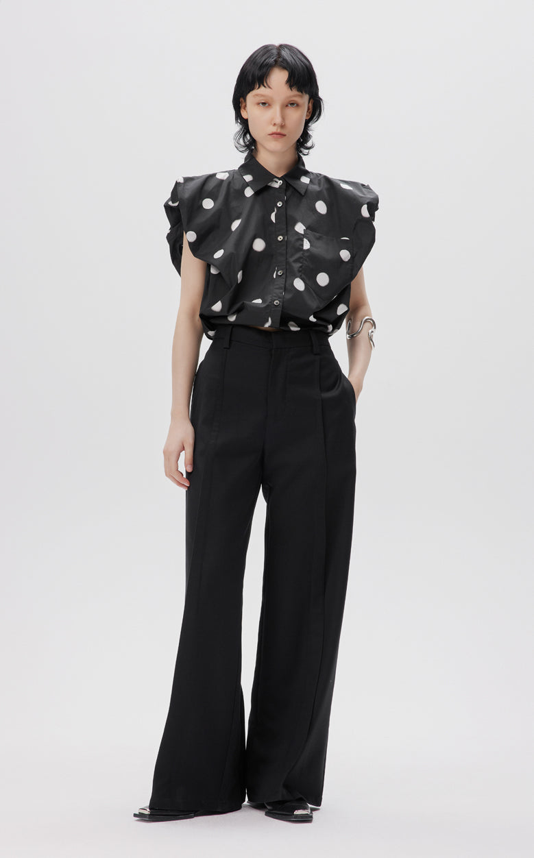 Shirt / JNBY Cropped Polka-dot Sleeveless Cotton Shirt(100% cotton)