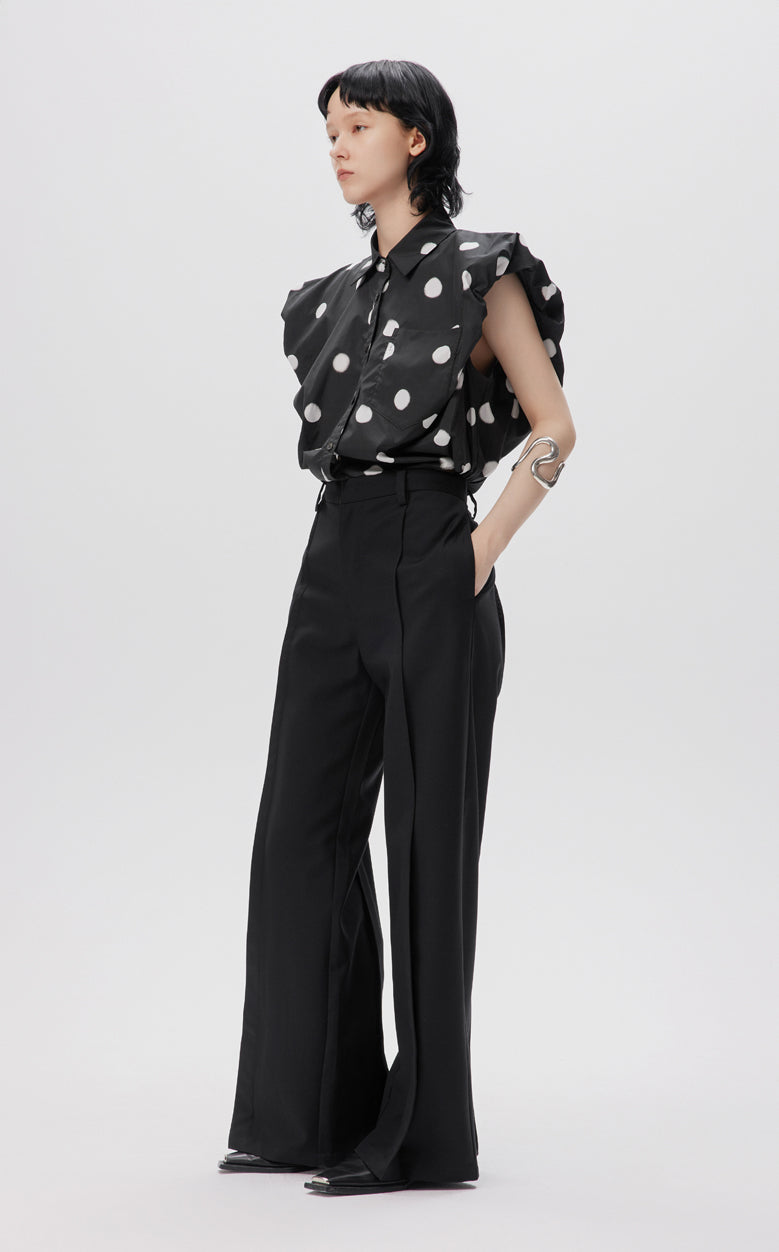 Shirt / JNBY Cropped Polka-dot Sleeveless Cotton Shirt(100% cotton)