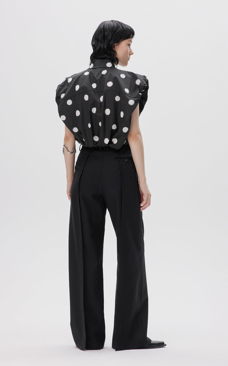 Shirt / JNBY Cropped Polka-dot Sleeveless Cotton Shirt(100% cotton)