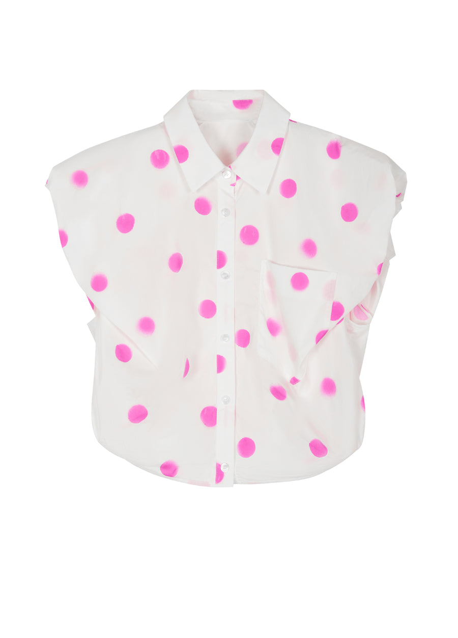 Shirt / JNBY Cropped Polka-dot Sleeveless Cotton Shirt(100% cotton)