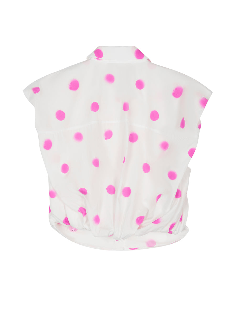 Shirt / JNBY Cropped Polka-dot Sleeveless Cotton Shirt(100% cotton)