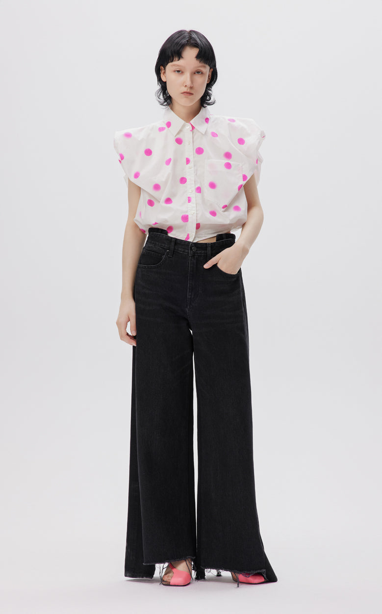 Shirt / JNBY Cropped Polka-dot Sleeveless Cotton Shirt(100% cotton)