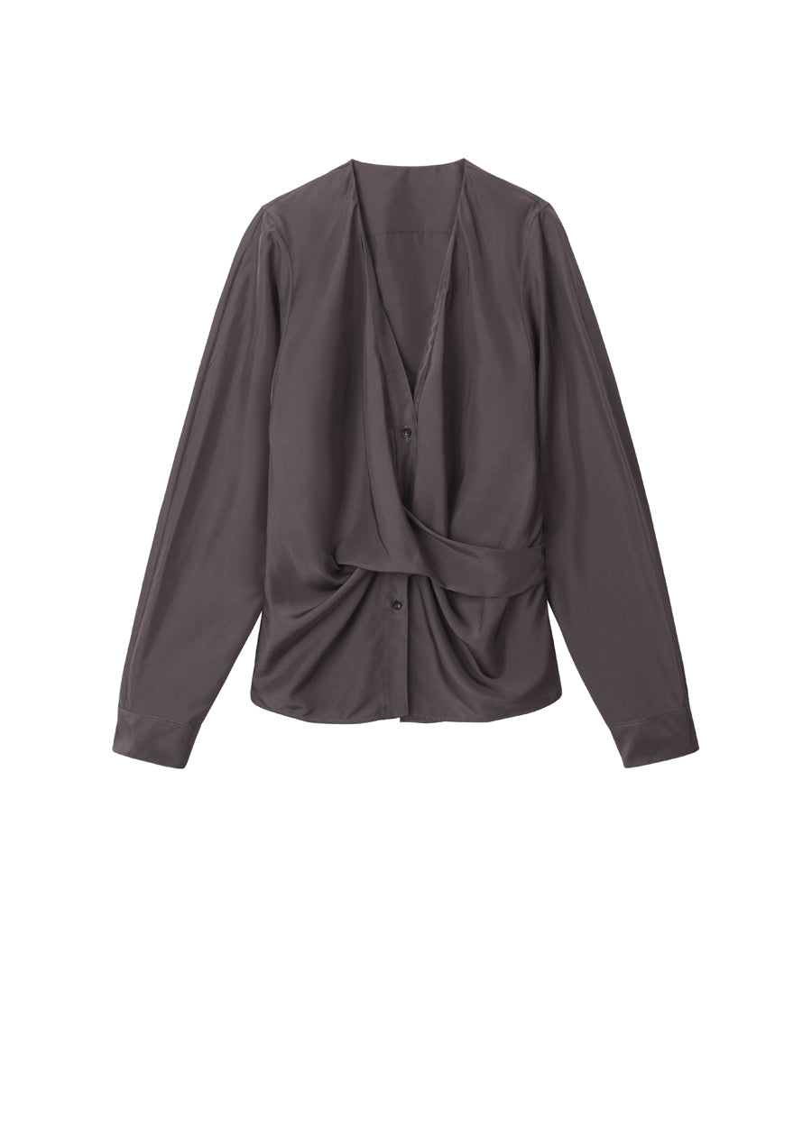 Shirt / JNBY Mulberry Silk V-neck Long-sleeved Shirt (100% Silk)