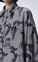 Shirt / JNBY Windblown Rabbit  Cotton Oversize Print Shirt(100% cotton)