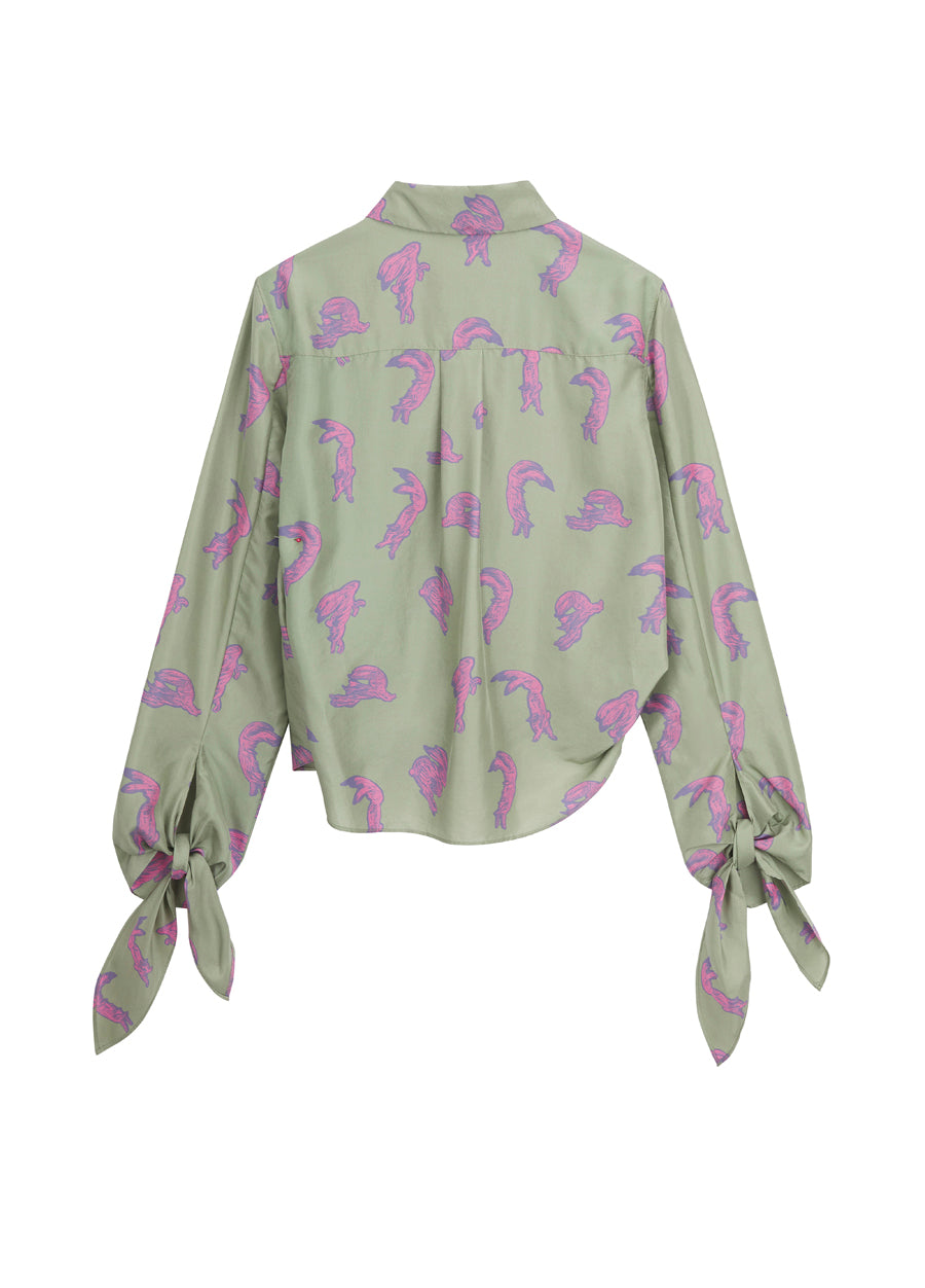 Shirt / JNBY Windblown Rabbit Silk Print Shirt(100% silk)