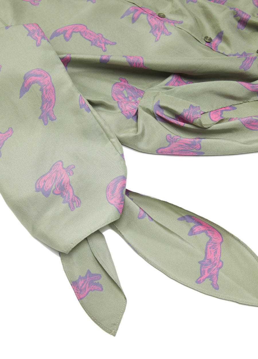 Shirt / JNBY Windblown Rabbit Silk Print Shirt(100% silk)