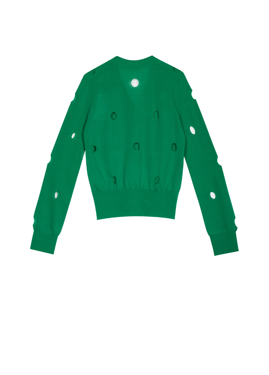 Sweater / JNBY Long-Sleeve Cutout Polka-Dot Cardigan Sweater