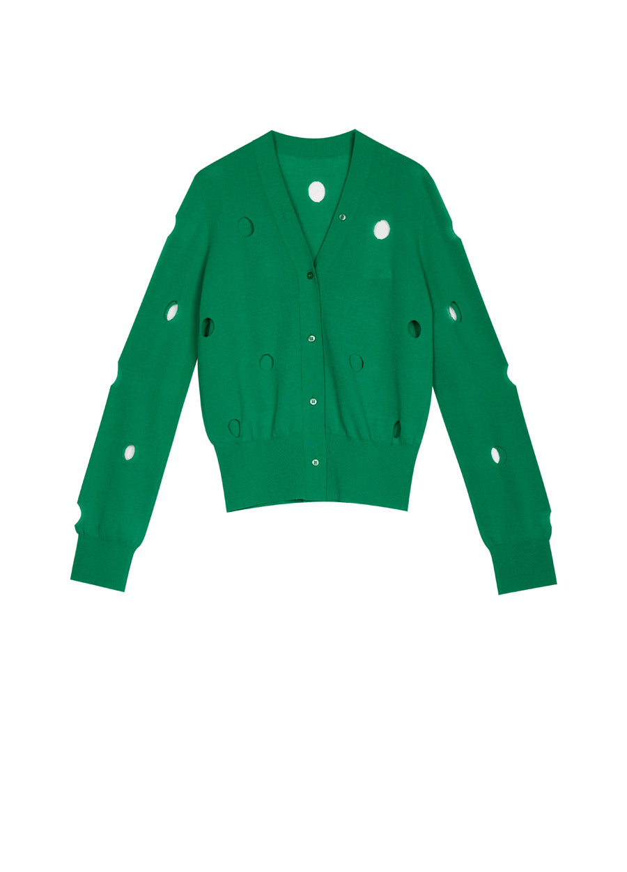 Sweater / JNBY Long-Sleeve Cutout Polka-Dot Cardigan Sweater